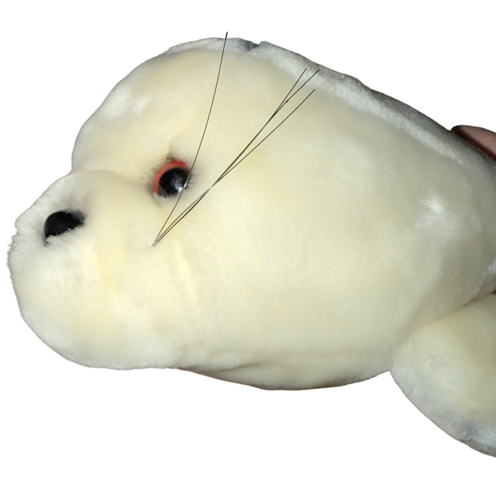 SeaWorld Harp Seal Plush Stuffed Animal White Vintage Souvenir 12‎ Inch